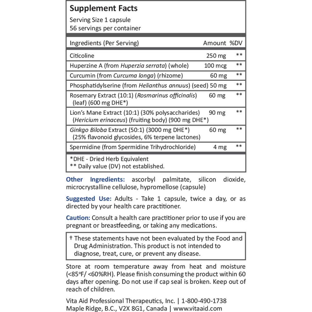 CogniForte
Vita Aid Professional Therapeutics
56 capsules
